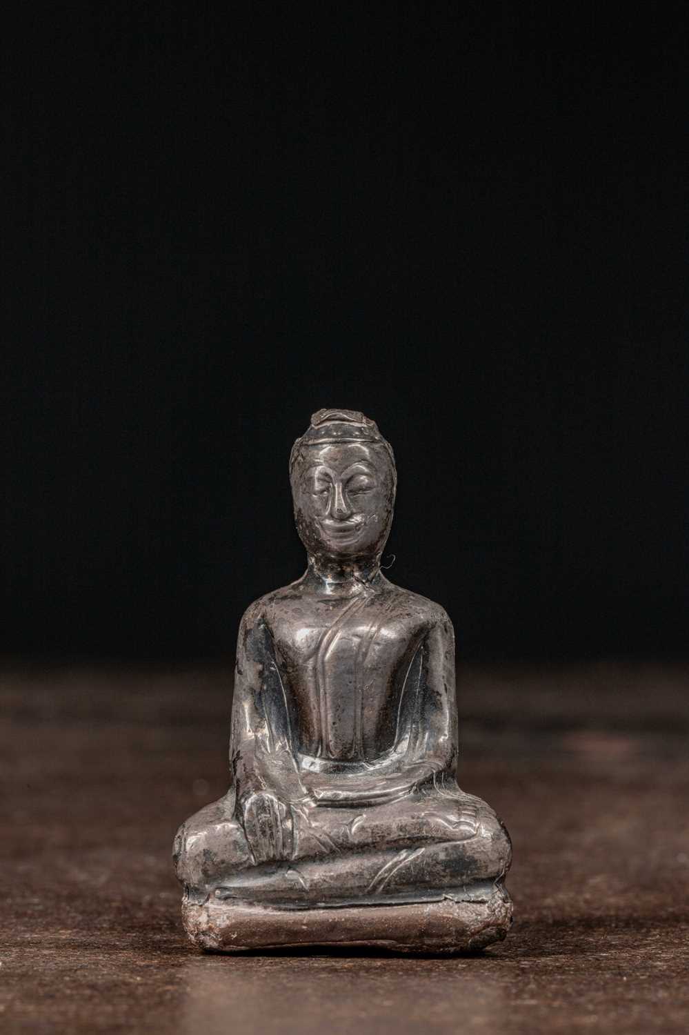 Lot 69 - SEATED BUDDHA SILVER THAILAND 18TH CENTURY