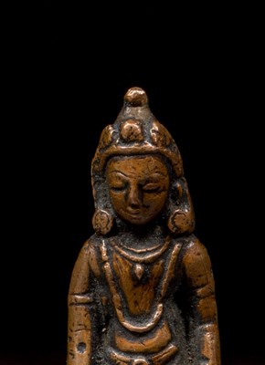 Lot 51 - STANDING NEPALESE BRONZE PADMAPANI 15TH CENTURY