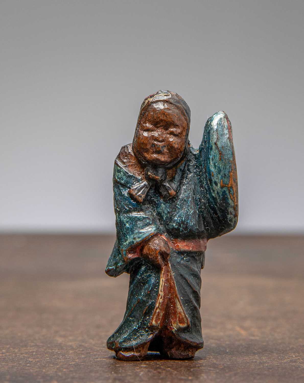 Lot 33 - (R) POLYCHROME CARVED NETSUKE
