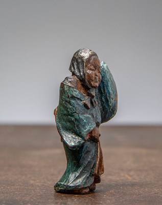 Lot 33 - (R) POLYCHROME CARVED NETSUKE