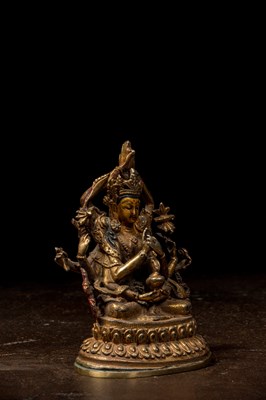 Lot 75 - BRONZE SCULPTURE OF NAMASANGITI MANJUSRI NEPAL 19TH CENTURY