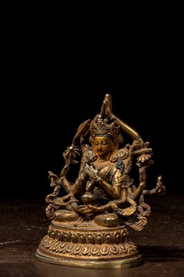 Lot 75 - BRONZE SCULPTURE OF NAMASANGITI MANJUSRI NEPAL 19TH CENTURY