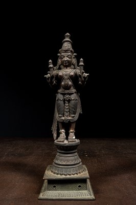 Lot 131 - STANDING BRONZE FIGURE OF SURYA INDIA 18TH CENTURY