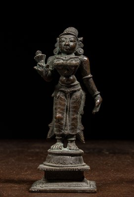 Lot 198 - STANDING BRONZE BHU DEVI INDIA 18TH CENTURY