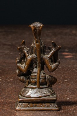 Lot 8 - SWEET 16TH CENTURY BRONZE NARASHIMA WITH CONSORT INDIA