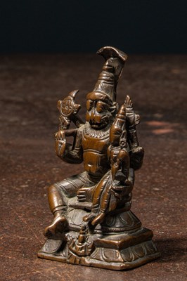 Lot 8 - SWEET 16TH CENTURY BRONZE NARASHIMA WITH CONSORT INDIA
