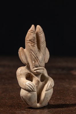 Lot 27 - A HONGSHAN JADE FIGURE, NORTHEAST CHINA CIRCA 3500–3000 BCE