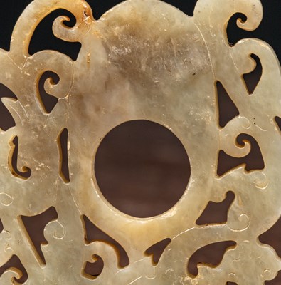 Lot 68 - A FINELY CARVED OPENWORK JADE PLAQUE CHINA LATE MING TO EARLY QING DYNASTY