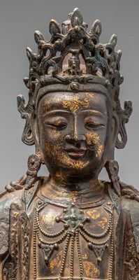 Lot 9 - A SEATED BRONZE FIGURE OF GUANYIN, CHINA, MING DYNASTY, 16TH CENTURY