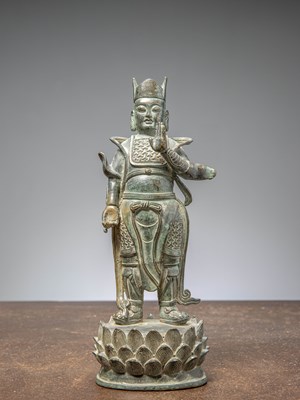 Lot 142 - A BRONZE GUARDIAN FIGURE, CHINA, MING DYNASTY 16TH TO 17TH CENTURY