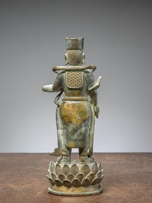Lot 47 - A BRONZE GUARDIAN FIGURE CHINA MING DYNASTY 16TH - 17TH CENTURY