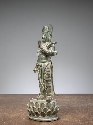 Lot 47 - A BRONZE GUARDIAN FIGURE CHINA MING DYNASTY 16TH - 17TH CENTURY