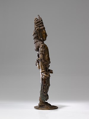 Lot 5 - STANDING BRONZE AVALOKTISHVARA LADAKH OR WEST-TIBET 15TH CENTURY
