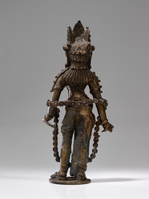 Lot 5 - STANDING BRONZE AVALOKTISHVARA LADAKH OR WEST-TIBET 15TH CENTURY
