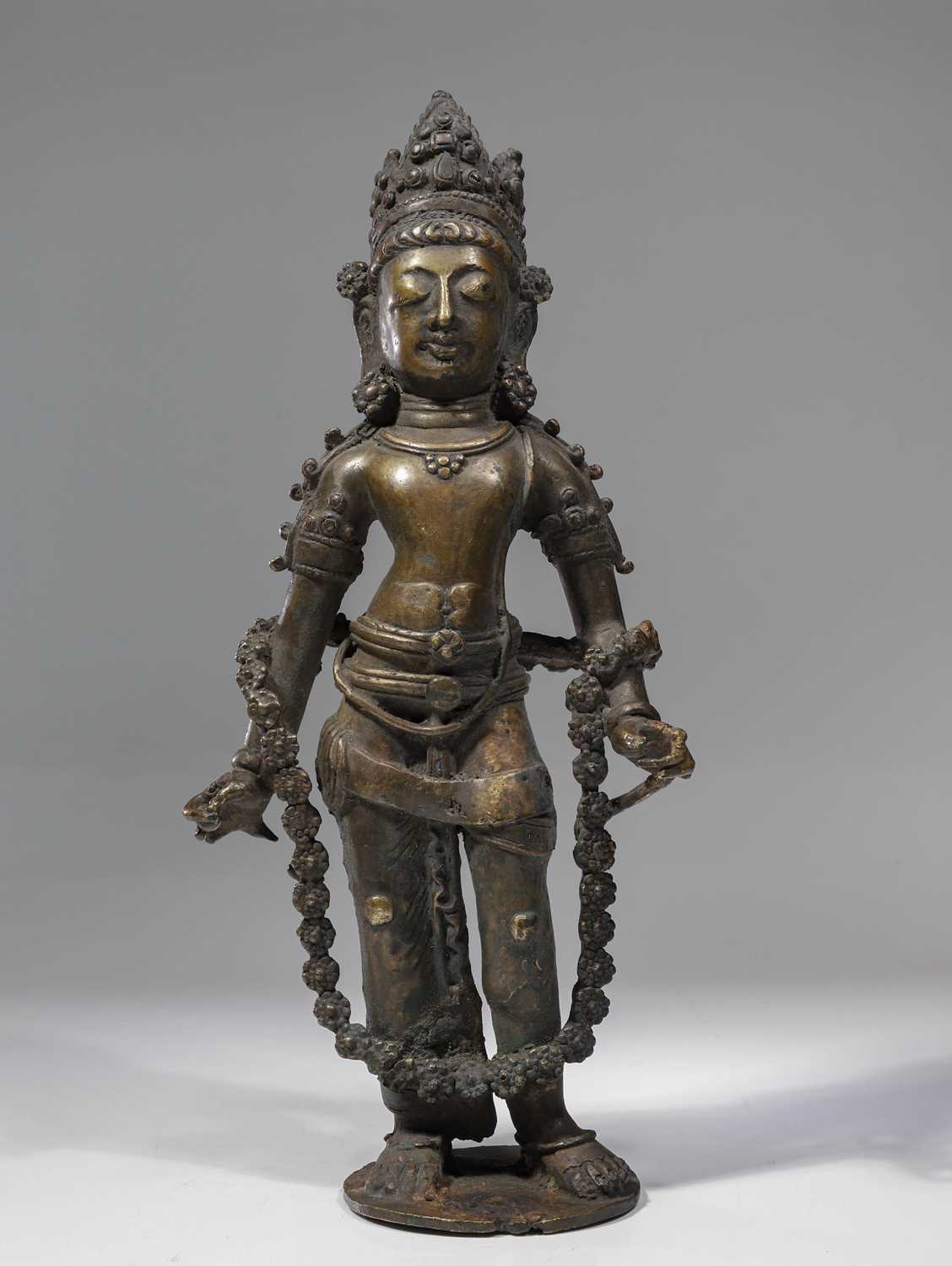 Lot 5 - STANDING BRONZE AVALOKTISHVARA LADAKH OR WEST-TIBET 15TH CENTURY