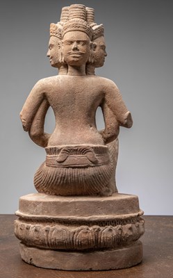 Lot 75 - KNEEILING SANSTONE BRAHMA ANGKOR WAT 10TH CENTURY BANTEAY SREI STYLE