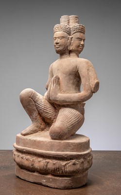 Lot 75 - KNEEILING SANSTONE BRAHMA ANGKOR WAT 10TH CENTURY BANTEAY SREI STYLE