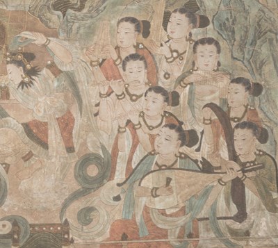 Lot 40 - LARGE TEMPLE PAINTING OF GUANYIN WITH ATTENDANTS, CHINA, MING DYNASTY, 16TH CENTURY