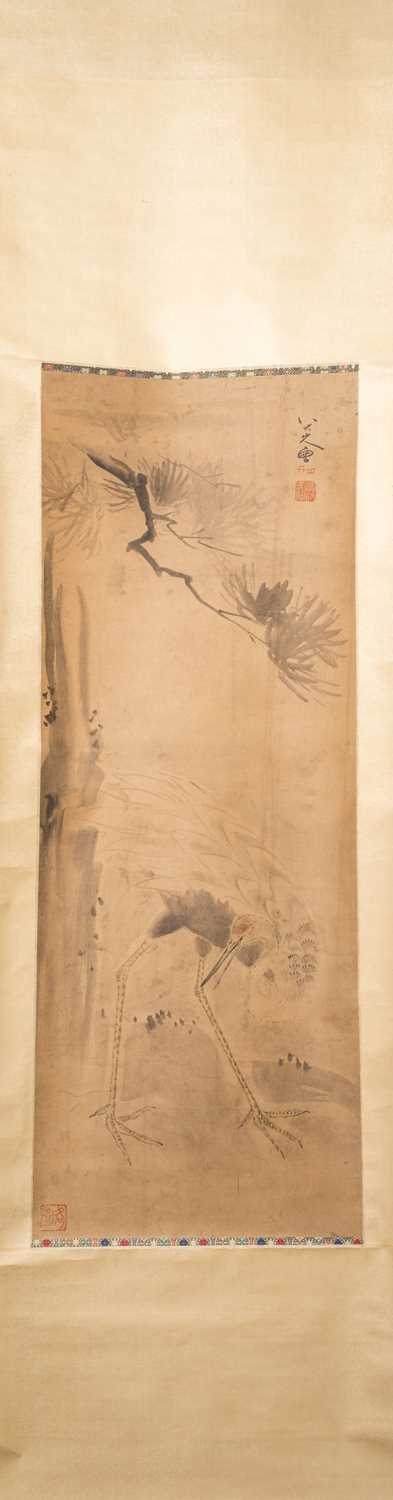 Lot 96 - ZHU DA (BADA SHANREN, 1626–1705) CHINA - CRANE BENEATH A PINE