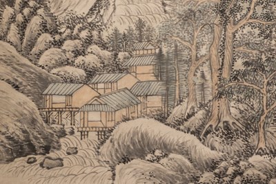 Lot 76 - A CHINESE LANDSCAPE SCROLL PAINTING LATE QING DYNASTY 19TH CENTURY