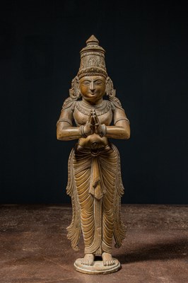 Lot 159 - NEPALESE BRONZE STANDING LASHUAN SCULPTURE 19TH CENTURY