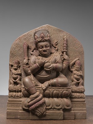 Lot 437 - A FIGURE OF MAHAKALA WITH ATTENDANTS, NEPAL, 19TH CENTURY