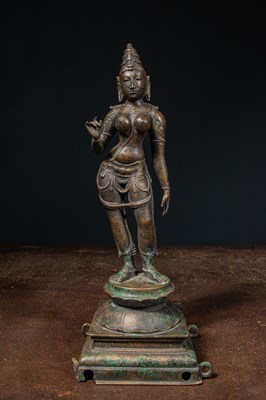 Lot 238 - STANDING PARVATI BRONZE NEPAL 17TH CENTURY
