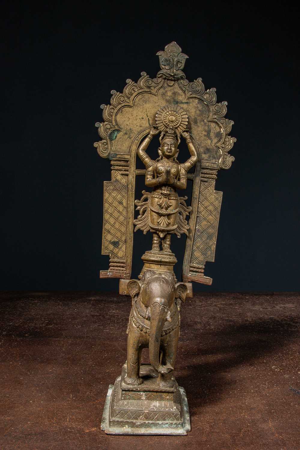 Lot 71 - SURYA ON ELEPHANT BRONZE INDIA 18TH CENTURY