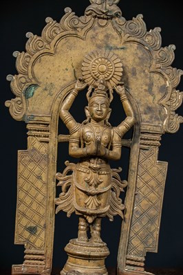 Lot 71 - SURYA ON ELEPHANT BRONZE INDIA 18TH CENTURY