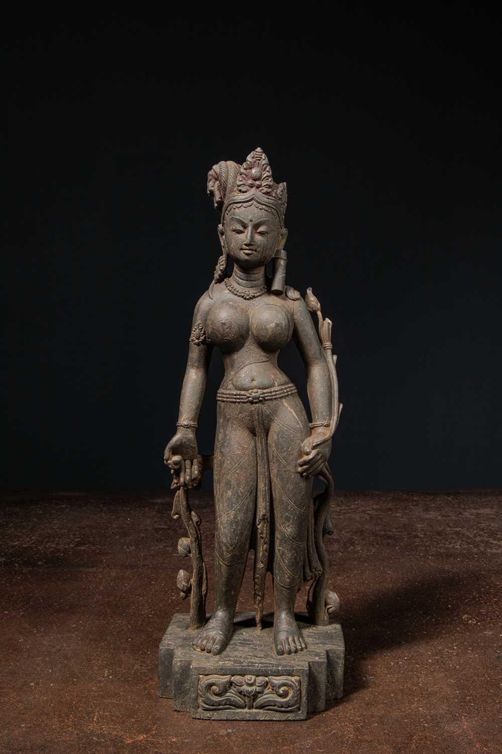Lot 30 - STANDING TARA STONE NEPAL 19TH CENTURY REVIVAL