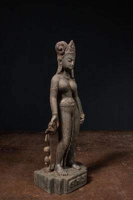 Lot 30 - STANDING TARA STONE NEPAL 19TH CENTURY REVIVAL
