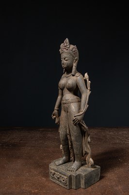 Lot 30 - STANDING TARA STONE NEPAL 19TH CENTURY REVIVAL