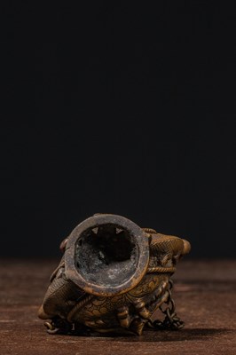 Lot 20 - BRONZE BETEL NUT CONTAINER NEPAL 18TH CENTURY