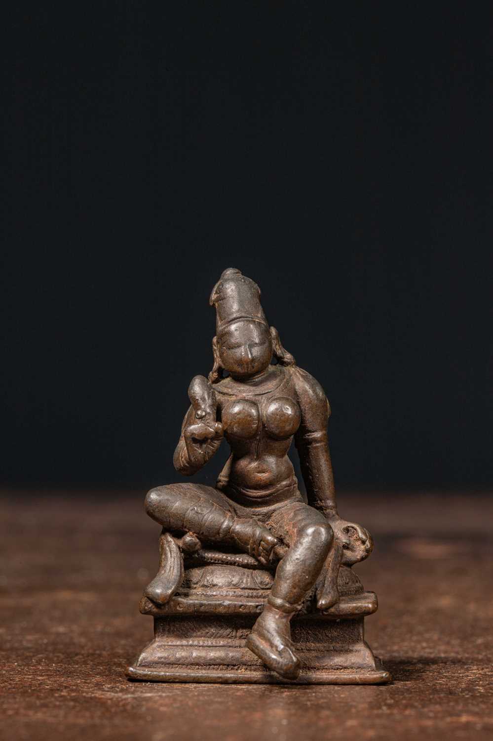 Lot 51 - STANDING BRONZE PARVATI SOUTH INDIA 16TH CENTURY
