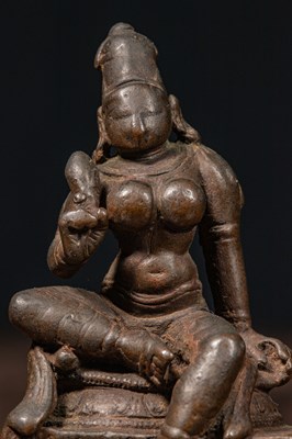 Lot 51 - STANDING BRONZE PARVATI SOUTH INDIA 16TH CENTURY