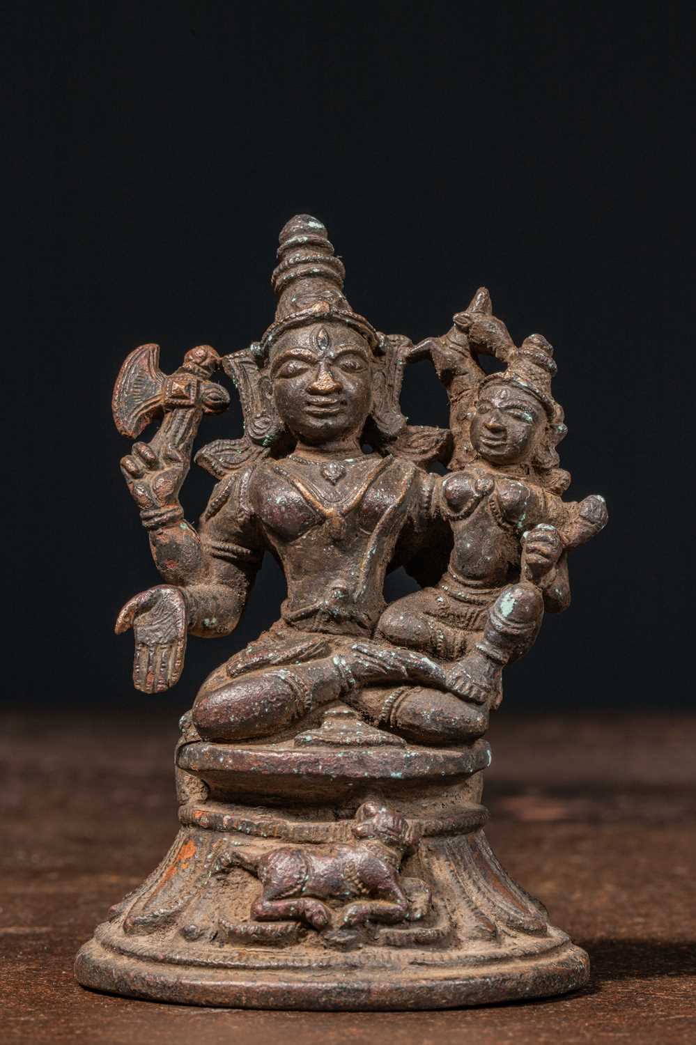 Lot 14 - SHIVA AND PARVATI INDIA BRONZE 18TH CENTURY ORISSA