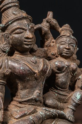 Lot 14 - SHIVA AND PARVATI INDIA BRONZE 18TH CENTURY ORISSA