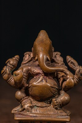 Lot 24 - SEATED BRONZE GANESHA INDIA 16TH CENTURY