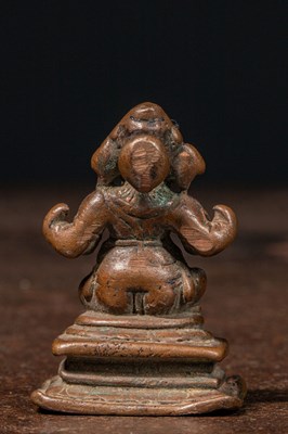 Lot 91 - SEATED BRONZE GANESHA INDIA 15TH CENTURY