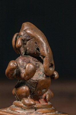 Lot 91 - SEATED BRONZE GANESHA INDIA 15TH CENTURY