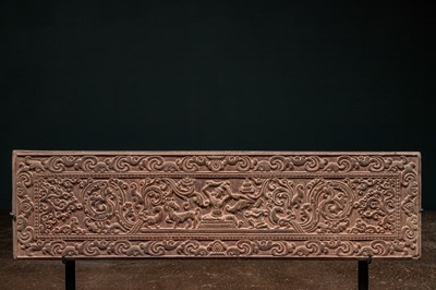 Lot 93 - A RARE SET OF TWO STONE BOOK COVERS (PECHA COVERS) TIBET 18TH CENTURY