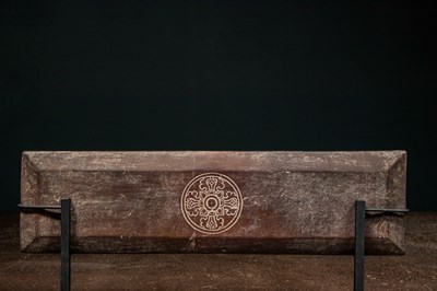 Lot 93 - A RARE SET OF TWO STONE BOOK COVERS (PECHA COVERS) TIBET 18TH CENTURY