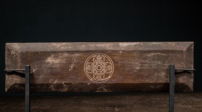 Lot 93 - A RARE SET OF TWO STONE BOOK COVERS (PECHA COVERS) TIBET 18TH CENTURY