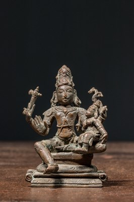 Lot 184 - SHIVA AND PARVATI BRONZE NEPAL 15TH CENTURY