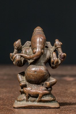 Lot 175 - SEATED BRONZE GANESHA 18TH CENTURY