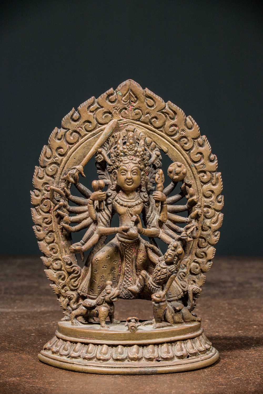 Lot 59 - DURGA BRONZ NEPAL 18TH CENTURY
