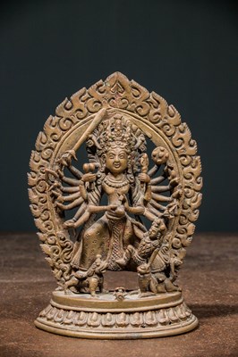 Lot 59 - DURGA BRONZ NEPAL 18TH CENTURY