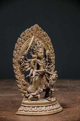 Lot 59 - DURGA BRONZ NEPAL 18TH CENTURY
