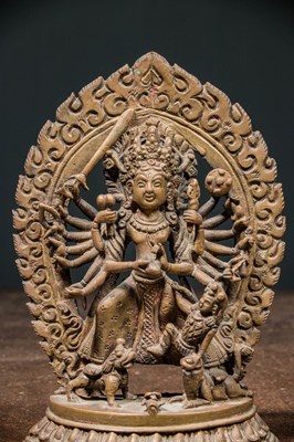 Lot 59 - DURGA BRONZ NEPAL 18TH CENTURY