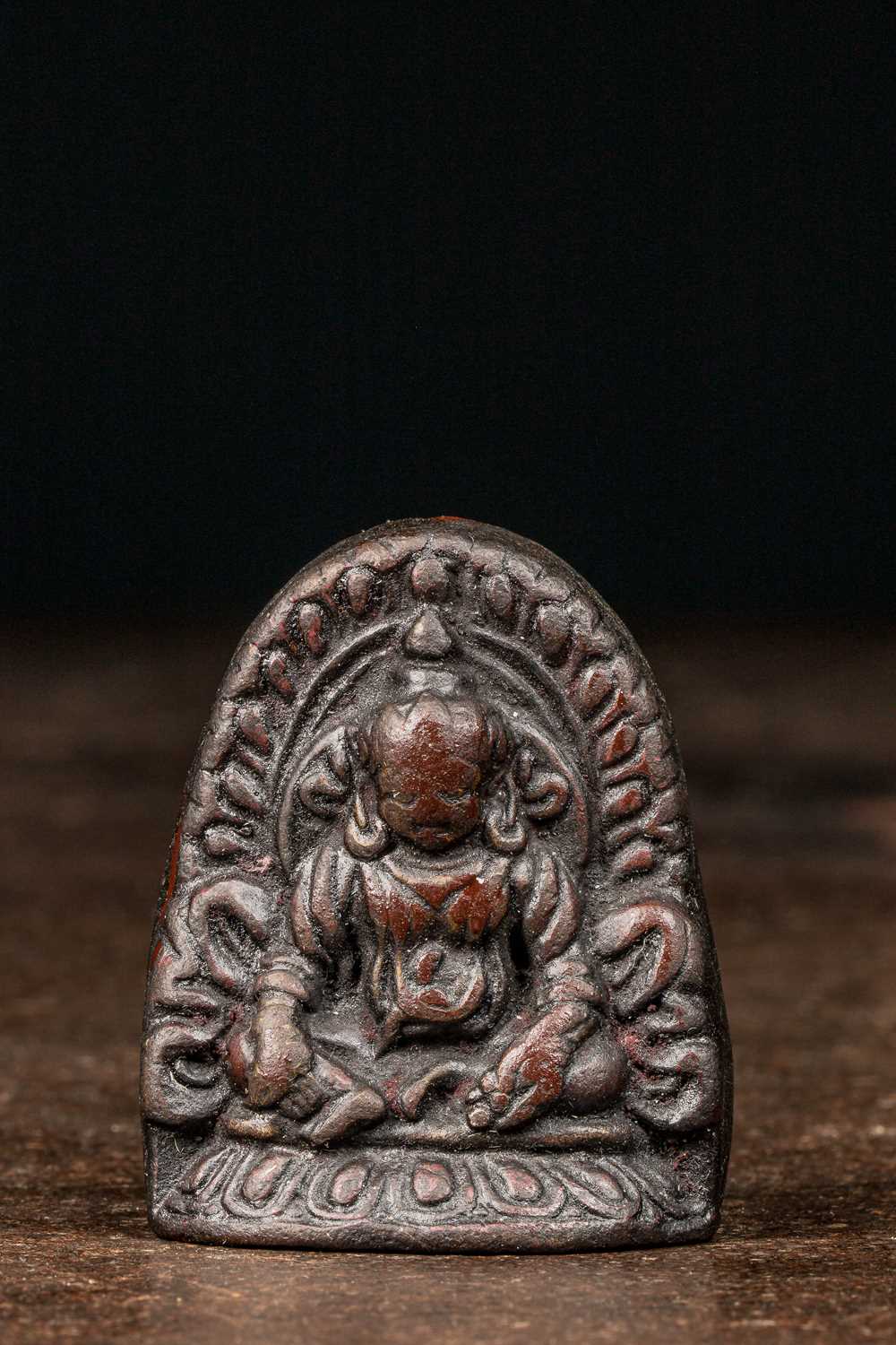 Lot 82 - SEATED STONEWARE JAMBHALA TIBET 18TH CENTURY